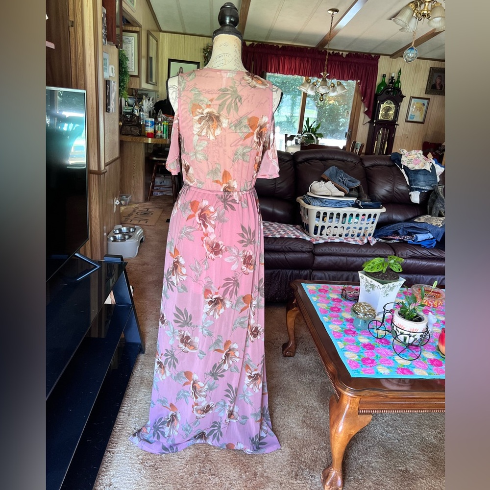 Woman’s beautiful Before You Collection long high low floral sheer long dress. - Picture 6 of 15